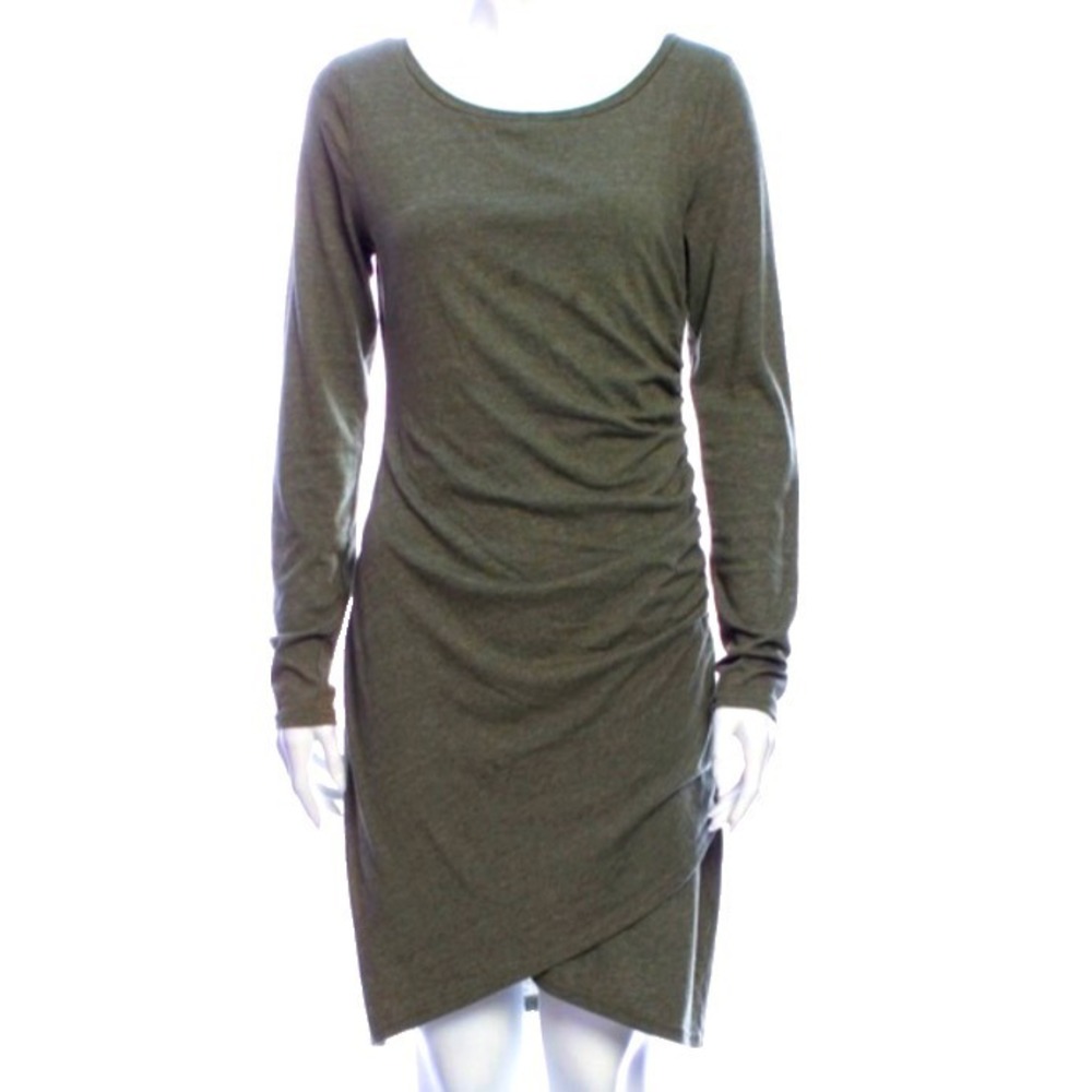 Leith Sarma Bodycon Pencil Dress Womens M Nordstrom Draped Long Sleeve Olive